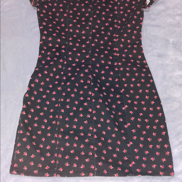 Mini Floral Button Down Mini Denim Dress - Picture 6 of 8